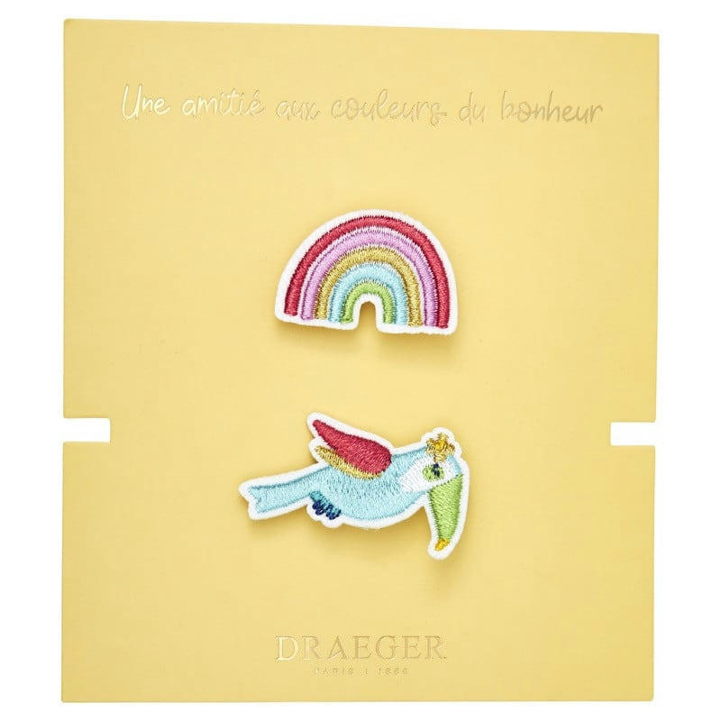 - Broche brodée toucan & arc-en-ciel