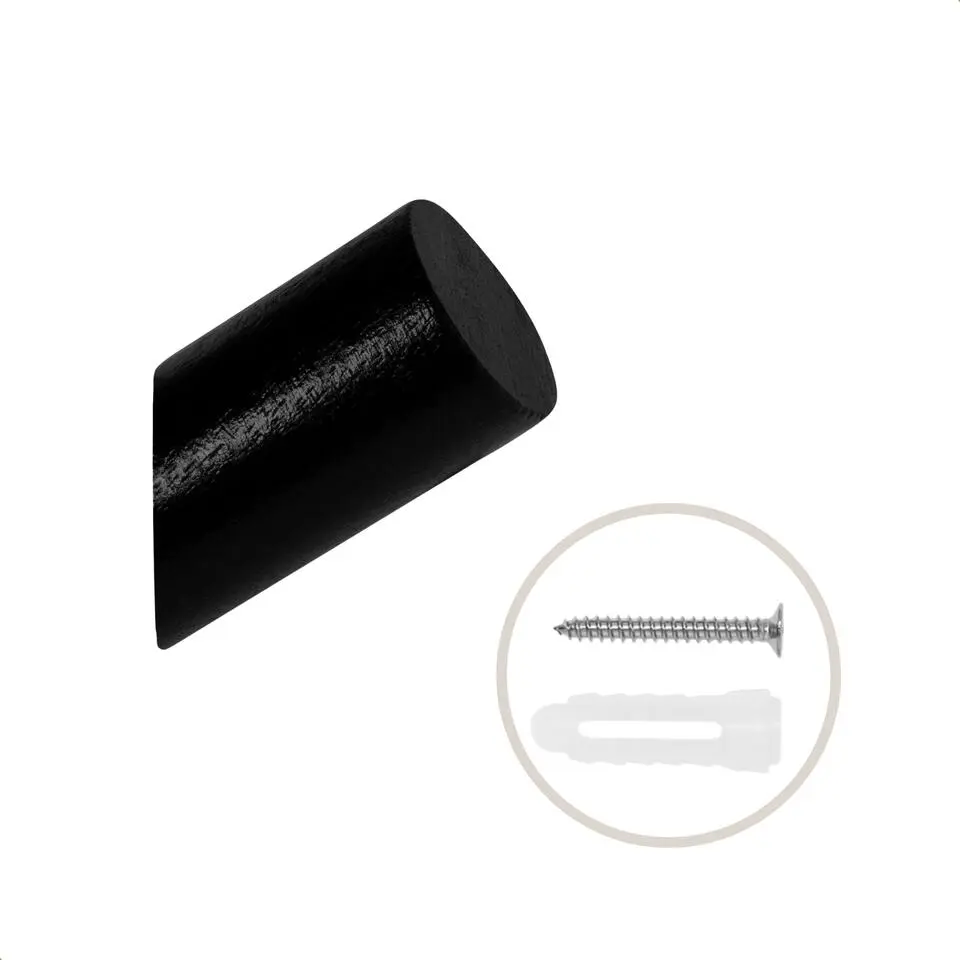 QUVIO Houten wand haakje - Zwart - S - Set van 2