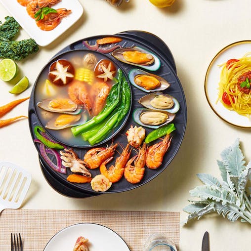 SOGA 2-in-1 Electric Teppanyaki Grill & Hotpot - Stone Coated, Serves 3-5 People