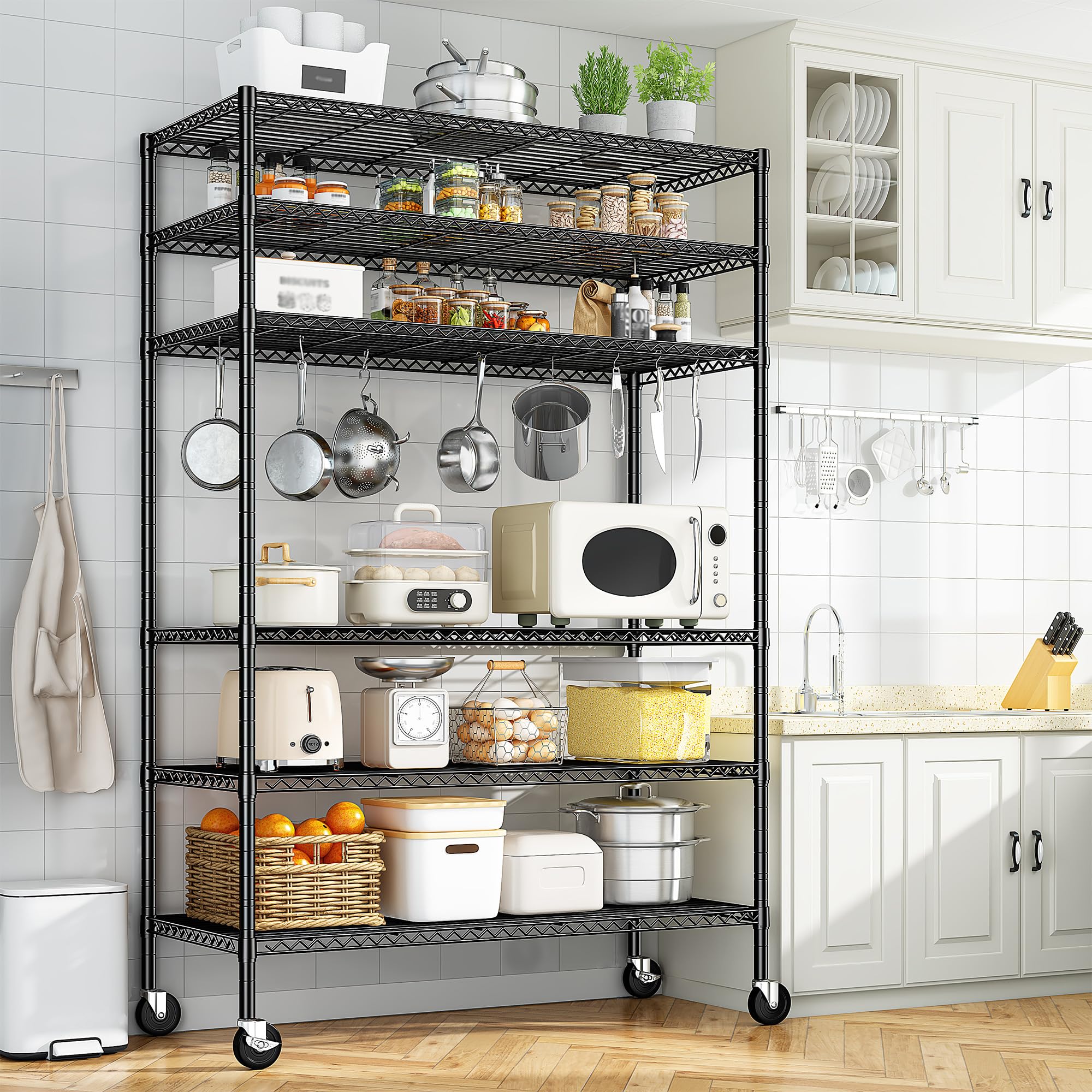 ROMORGNIZ 82 Adjustable Metal Storage Shelves with Wheels