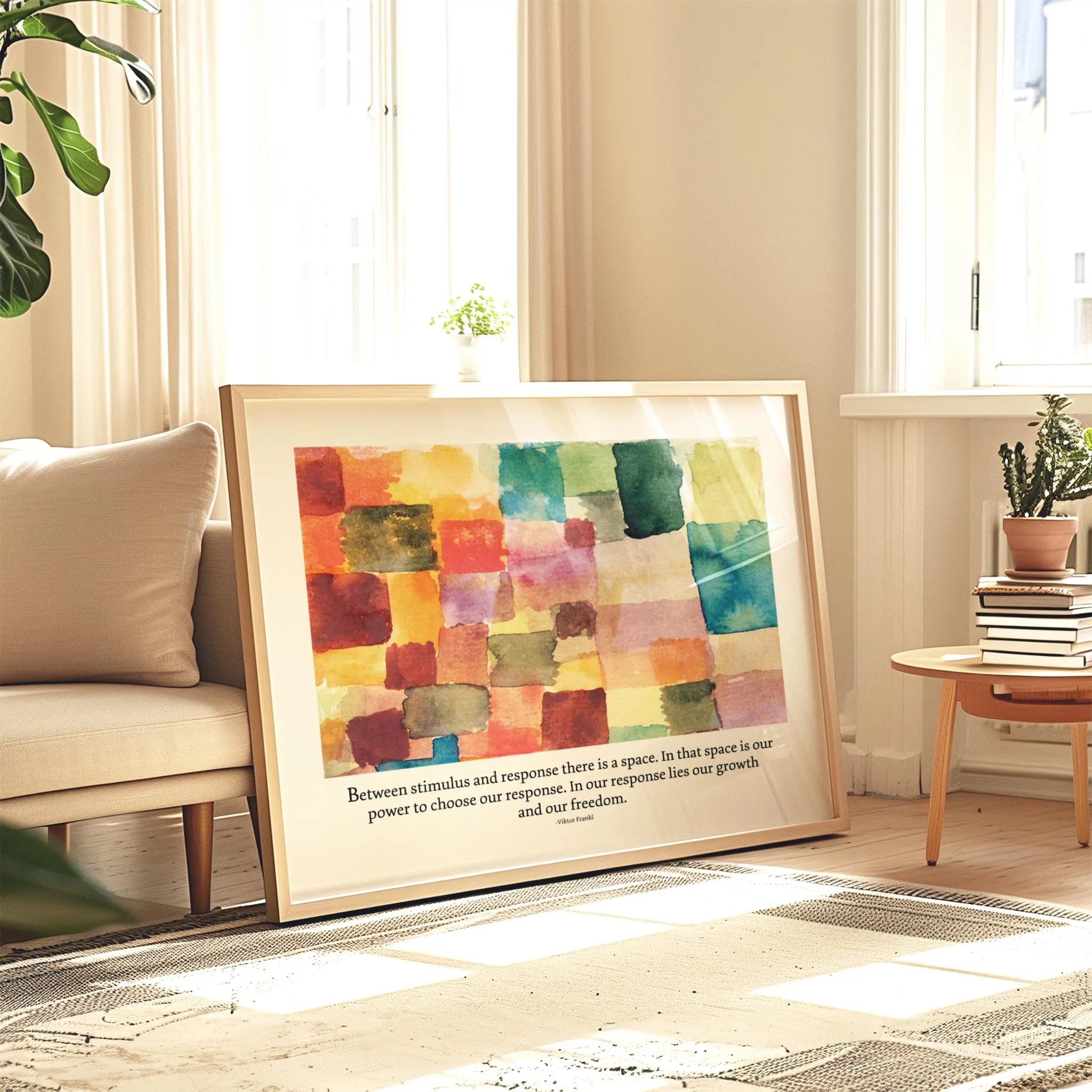 Viktor Frankl Quote | Psychology Wall Art for Therapy Office Decor | Colorful MidCentury Horizontal Framed Art Print or Canvas