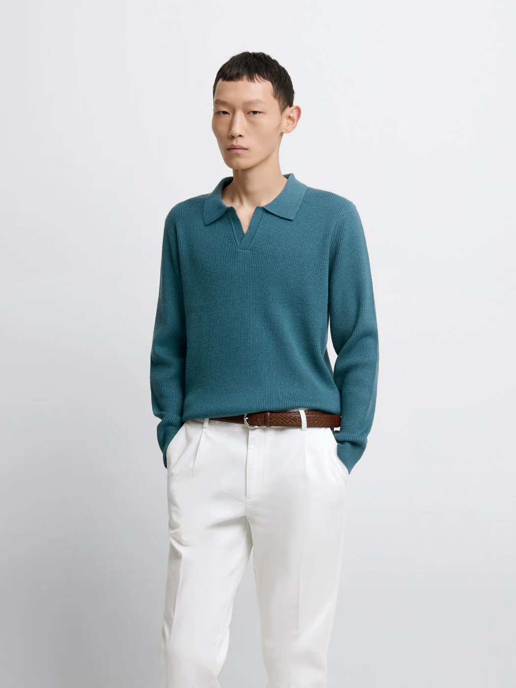 Pull col polo ouvert