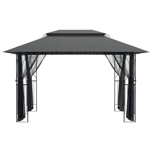 NNEVL Gazebo with Sidewalls Anthracite 400x300x270 cm Steel