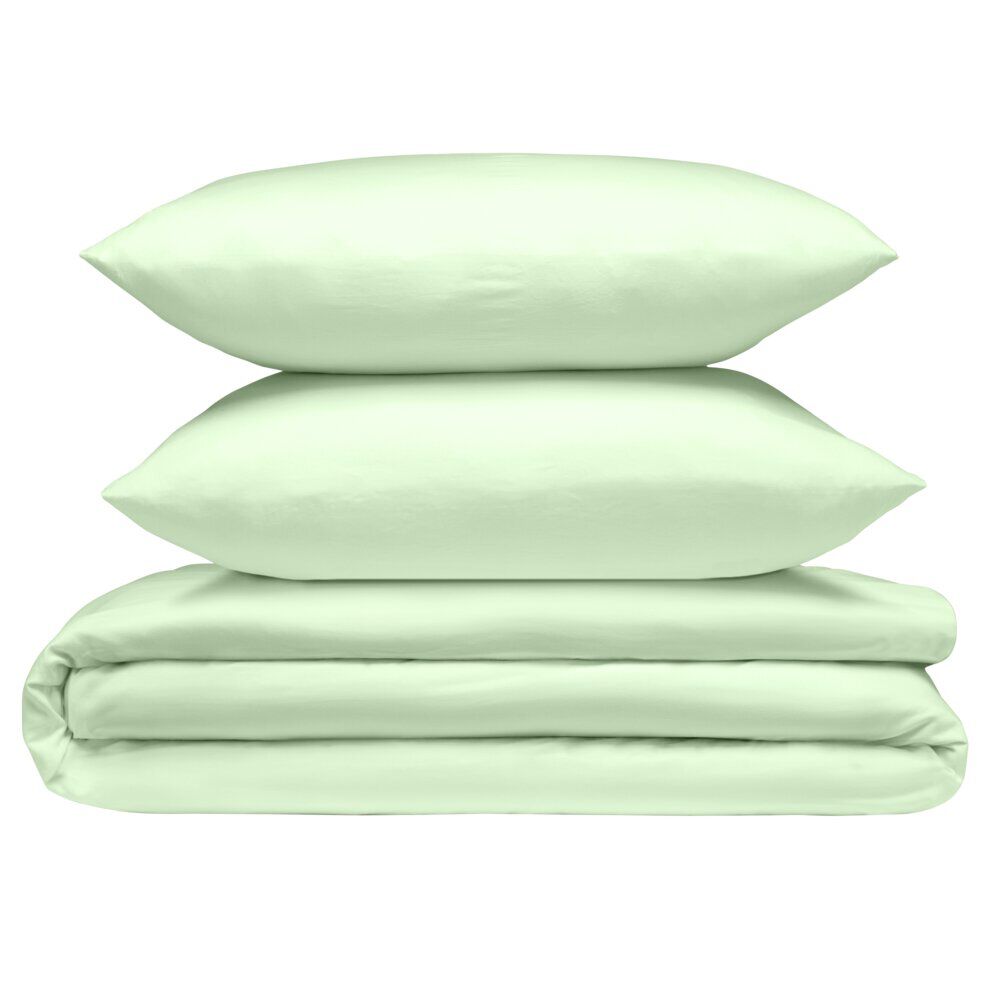 Parure de lit 2 personnes 240x220cm avec 2 taies polyester uni vert