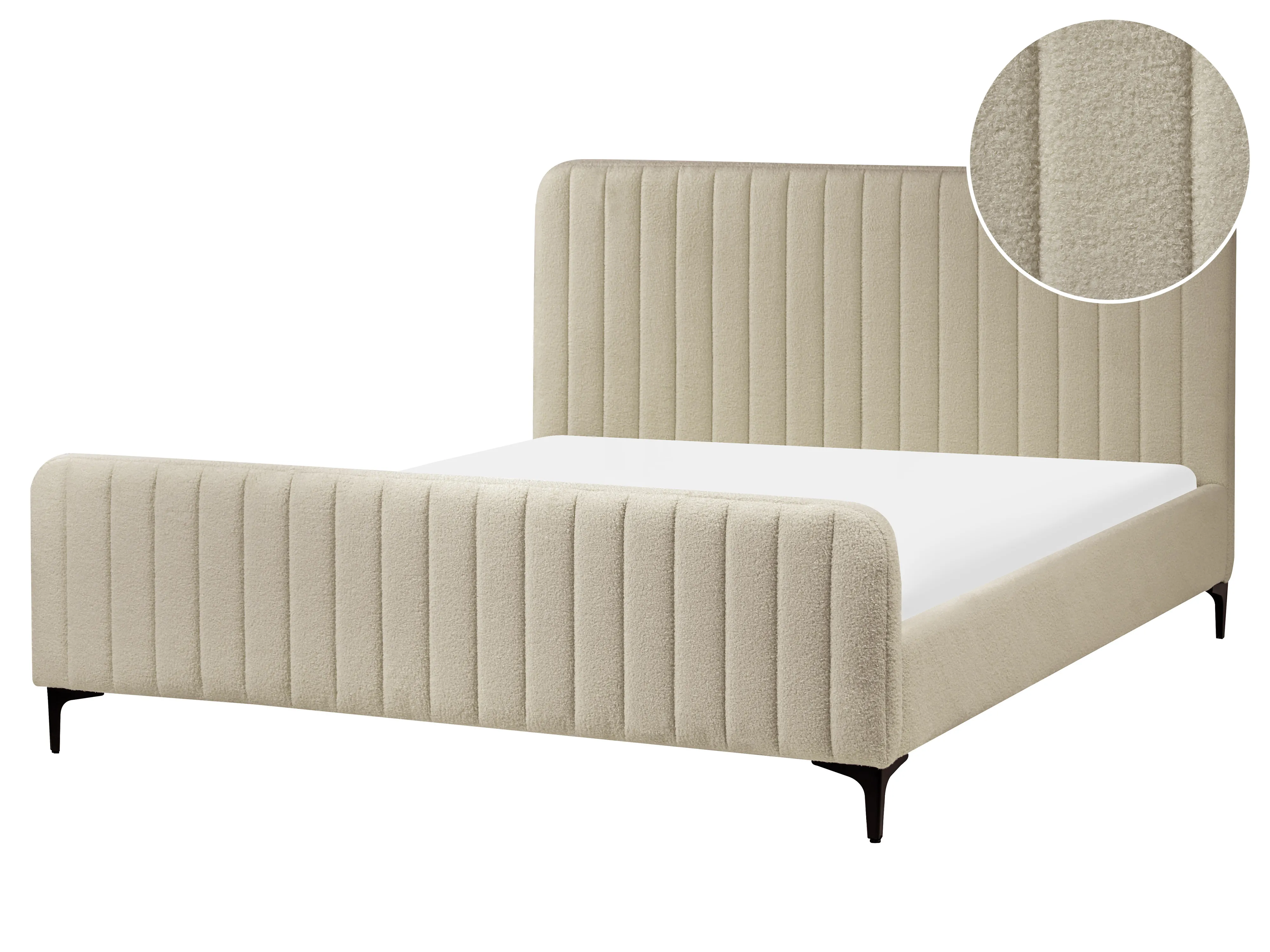 Bed Boucle LUNAN 160 x 200 cm (EU King Size) Beige