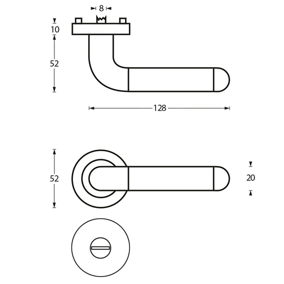 Türdrücker »Agatha«, D.52x10mm WC 8 mm stift