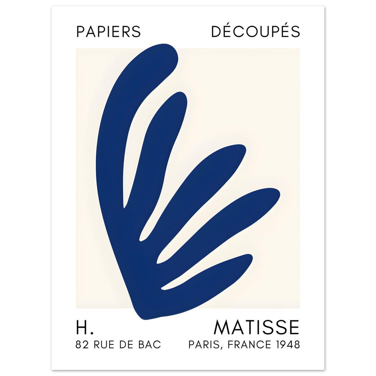 Artfulprints Poster Matisse – Aquatic impression navy blue II  - 30x40 cm - Blauw