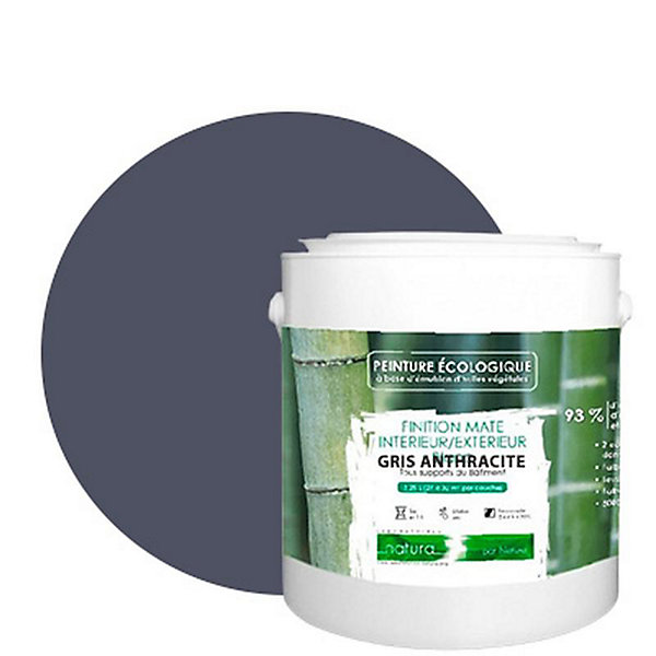 Gris Anthracite Peinture interieur exterieur aspect mat Natura - Gris Anthracite - 2.5L