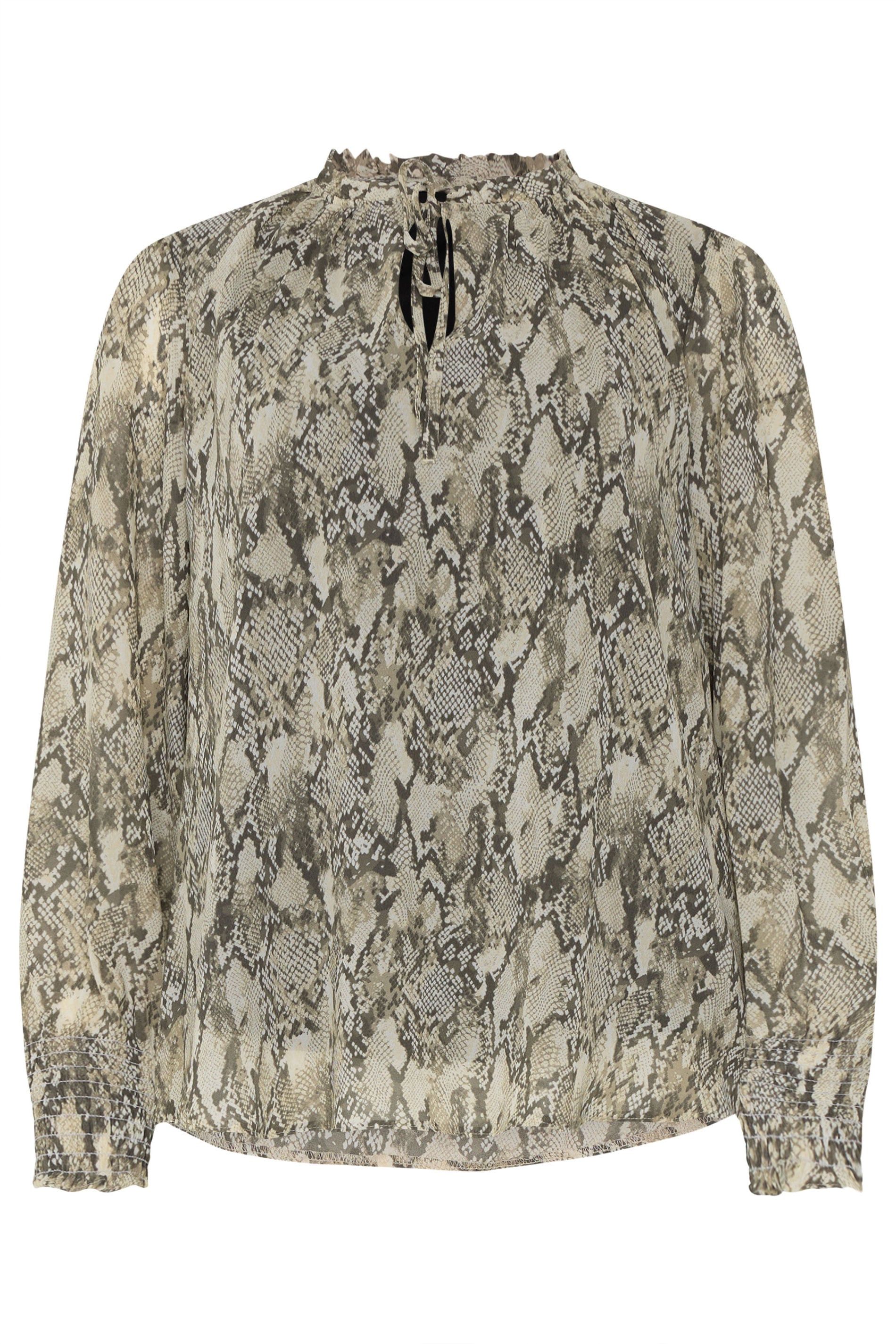 M&Co Snake Print Tie Neck Blouse