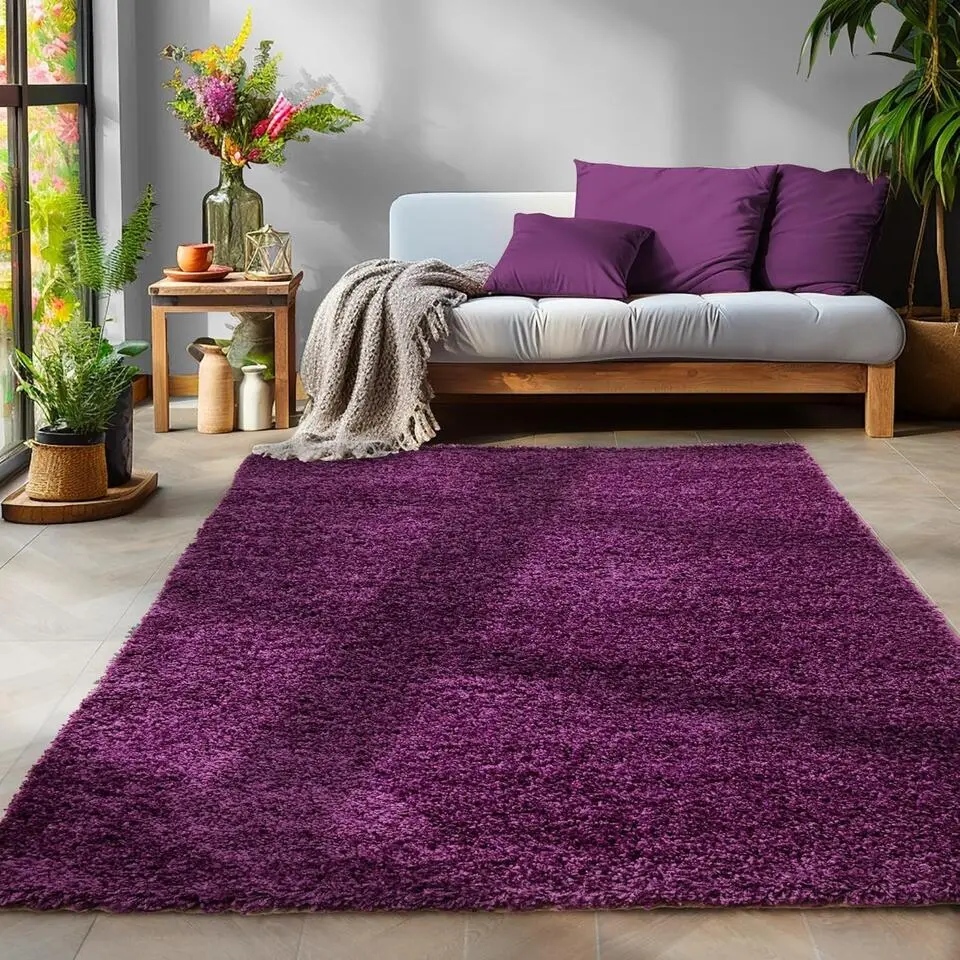 Basic Shaggy vloerkleed Paars Hoogpolig - 160x230 CM