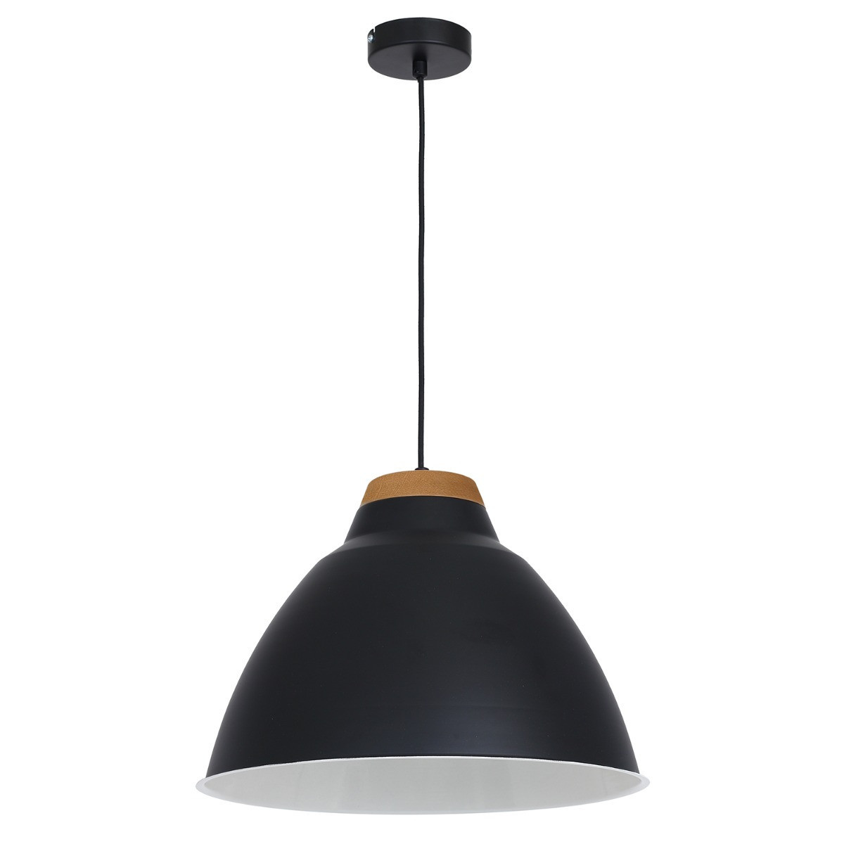 Lampa wisząca czarny matowa-jasne drewno Skal 1xE27x15W Luminex