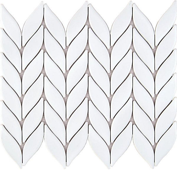 Mosaique de Ceramique Petale Blanche Mat - vendu par plaque de 33.5X27.6 cm -