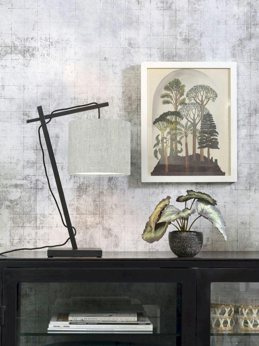 ANDES - Lampe de table bambou noir/lin H46cm