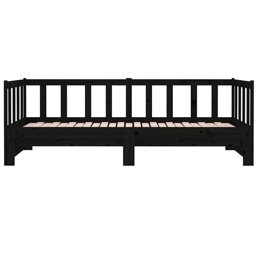 NNEVL Pull-out Day Bed Black 2x(92x187) cm Solid Wood Pine