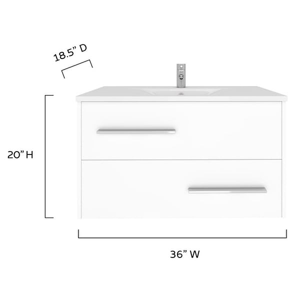 36" Hera White Floating Vanity with Integrated Sink