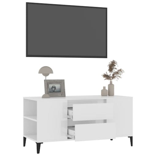 NNEVL TV Cabinet High Gloss White 102x44.5x50 cm Engineered Wood