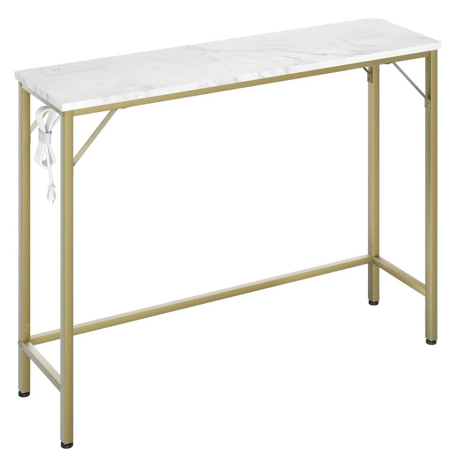 Modern Narrow Sofa Table with Charging Station