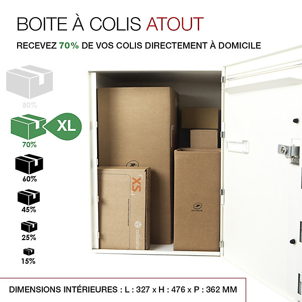 Boite à colis Atout 1 porte blanc mat sablé RAL 9010 MS