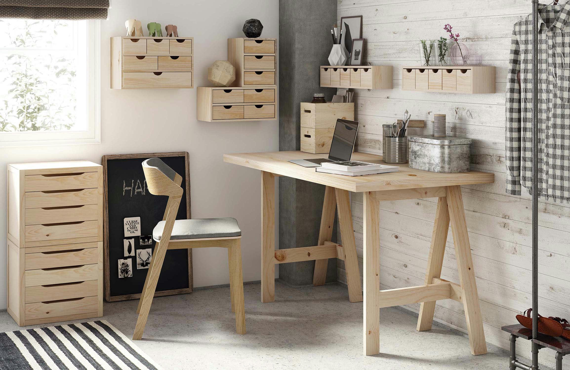 - Mini rangement bloc en pin brut ave tiroirs 6 tiroirs m1