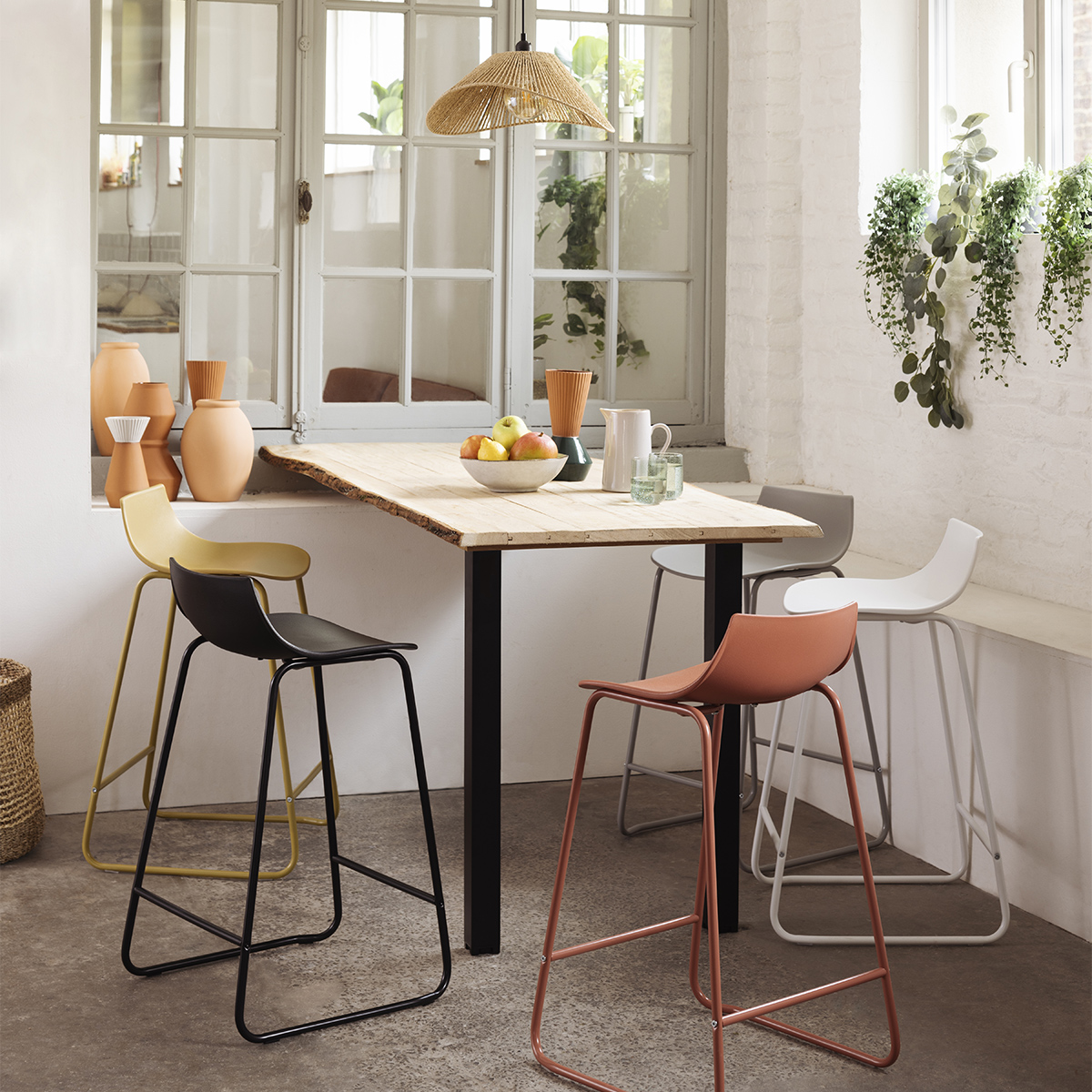Bar stool "Otac" Leather effect, Grey