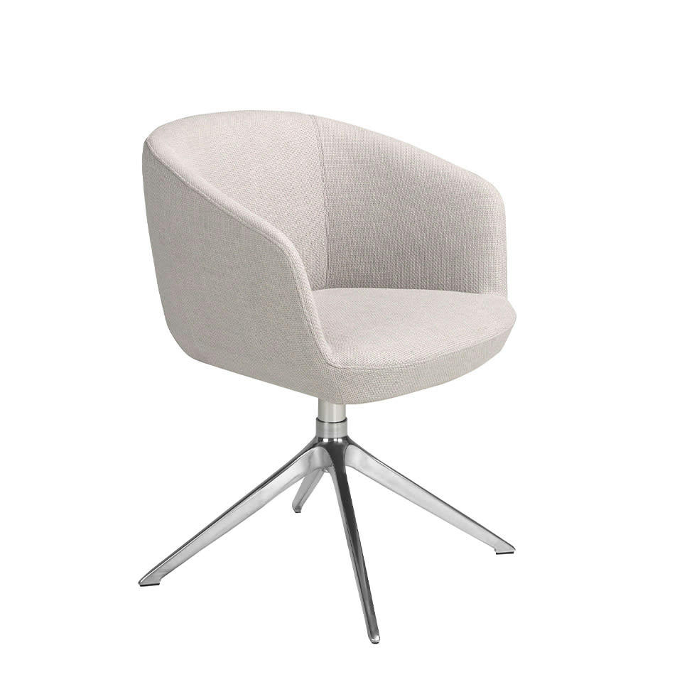 - Chaise tournante en tissu gris clair