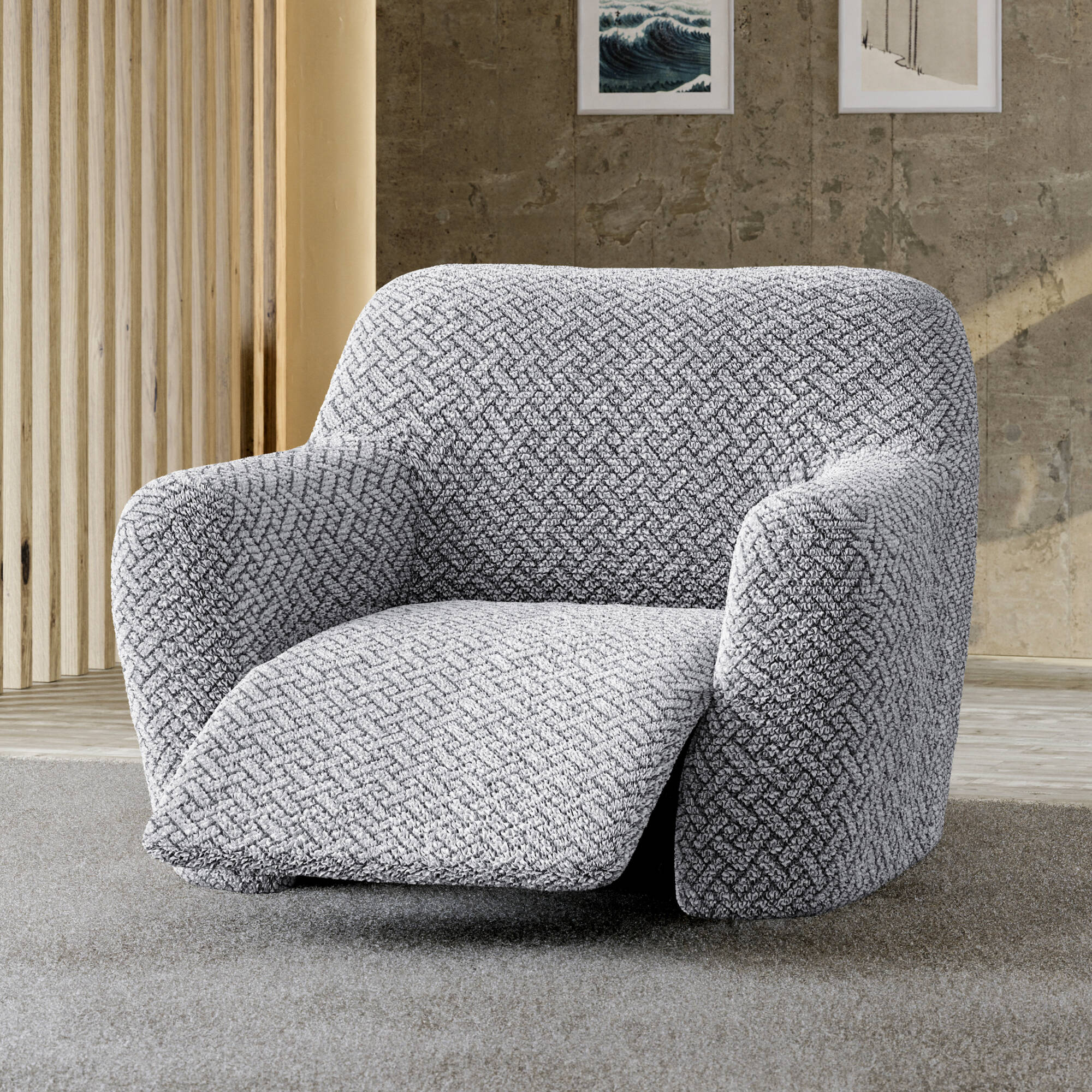 Housse bi-extensible microfibre gaufrée graphique spéciale relax