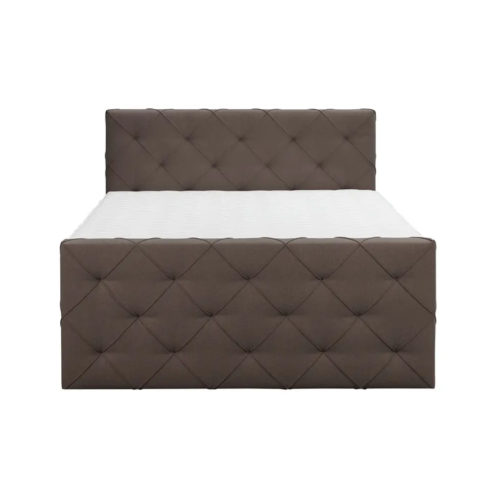 Boxspring met voetbord Liv geruit - donkerbruin - 180x200 cm - vierkante poot