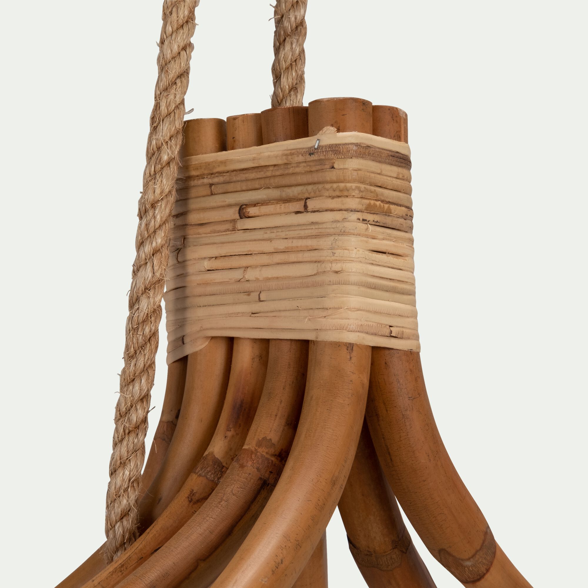 PIANA - Fauteuil de jardin suspendu en rotin et coussin - naturel