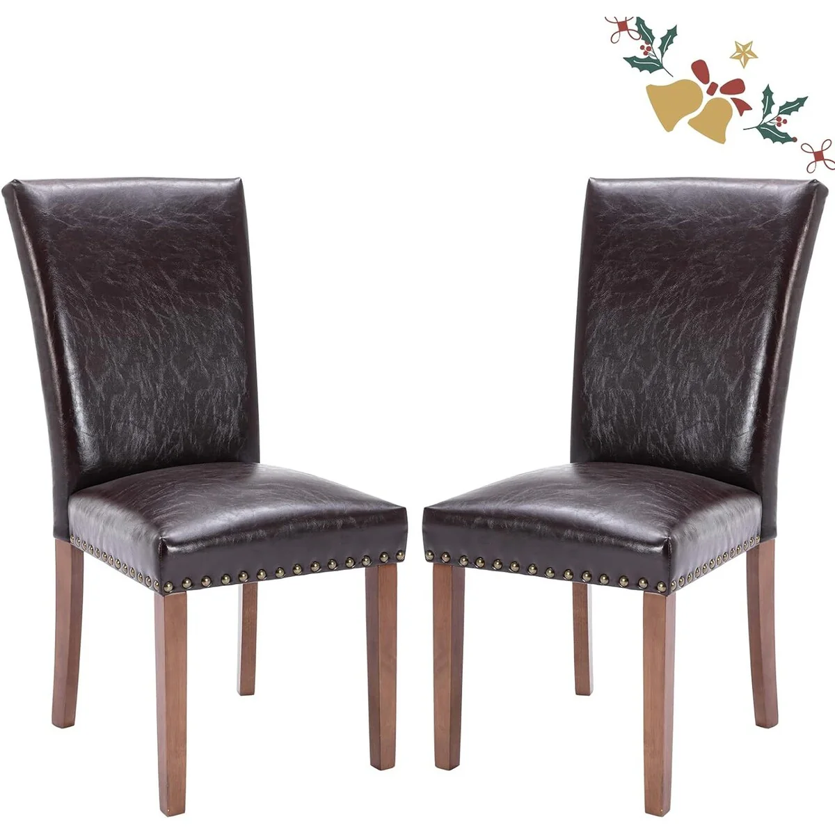 Upholstered Parsons Dining Chairs Set of 2/4/6, Fabric Dining Room Kitchen Side Chair with Nailhead Trim and Wood Legs