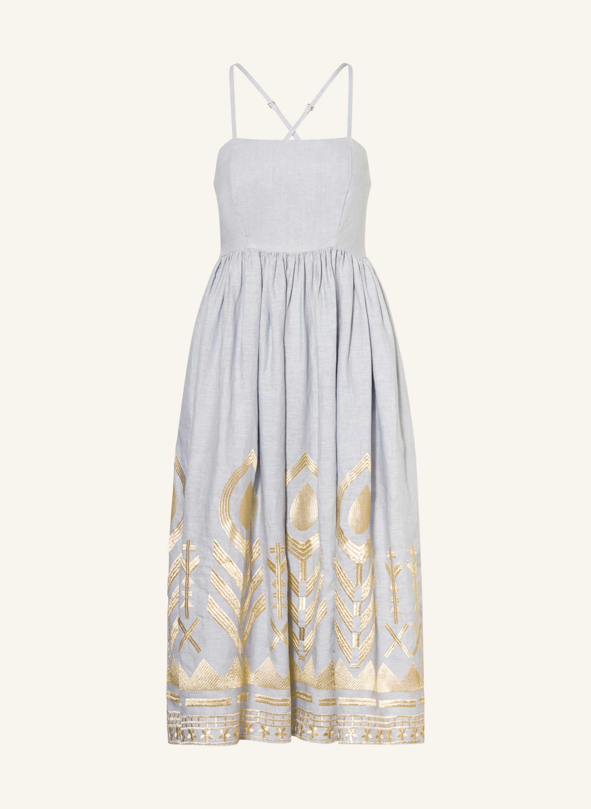 Greek Archaic Kori Strandkleid FEATHER aus Leinen mit Glitzergarn