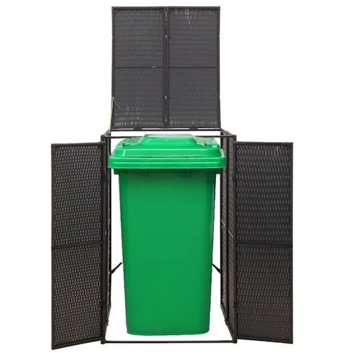 NNEVL Single Wheelie Bin Shed Black 70x80x117 cm Poly Rattan