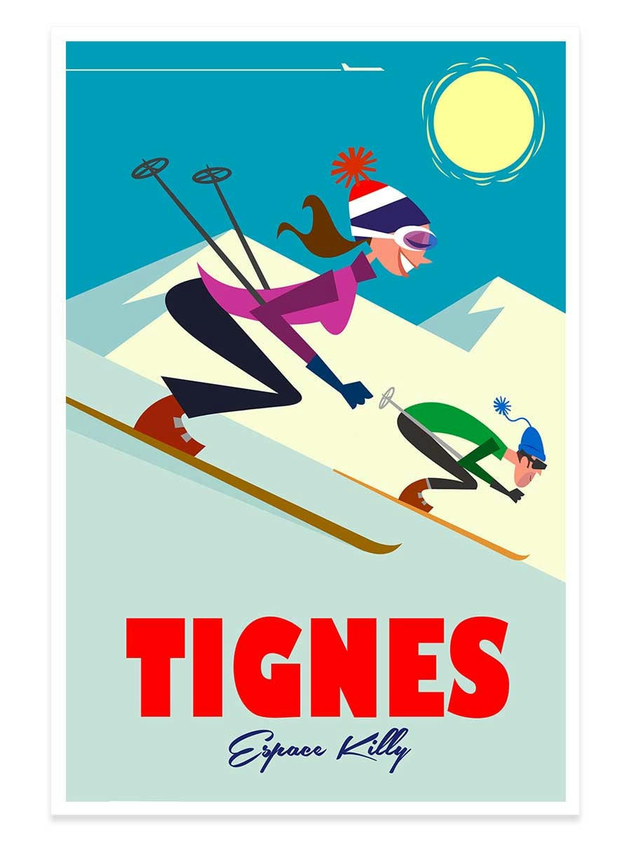 - Affiche Ski à Tignes sans cadre 40x60cm