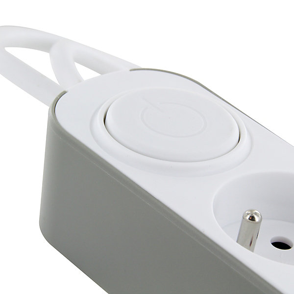 CHACON Bloc multiprise 5 prises 16 A avec 2 ports USB et cable 1,5 m HO5VV-F 3x1,5 mm2 blanc et gris