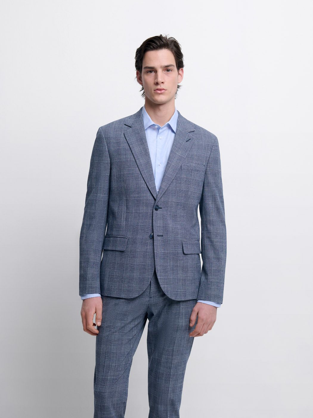 Costume 2 pièces slim bleu nuit à carreaux