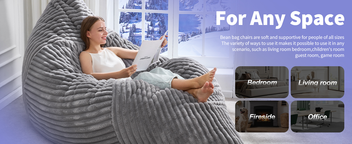 3 in 1 bean bag chairs suit for any space, such as living room, bedroom
