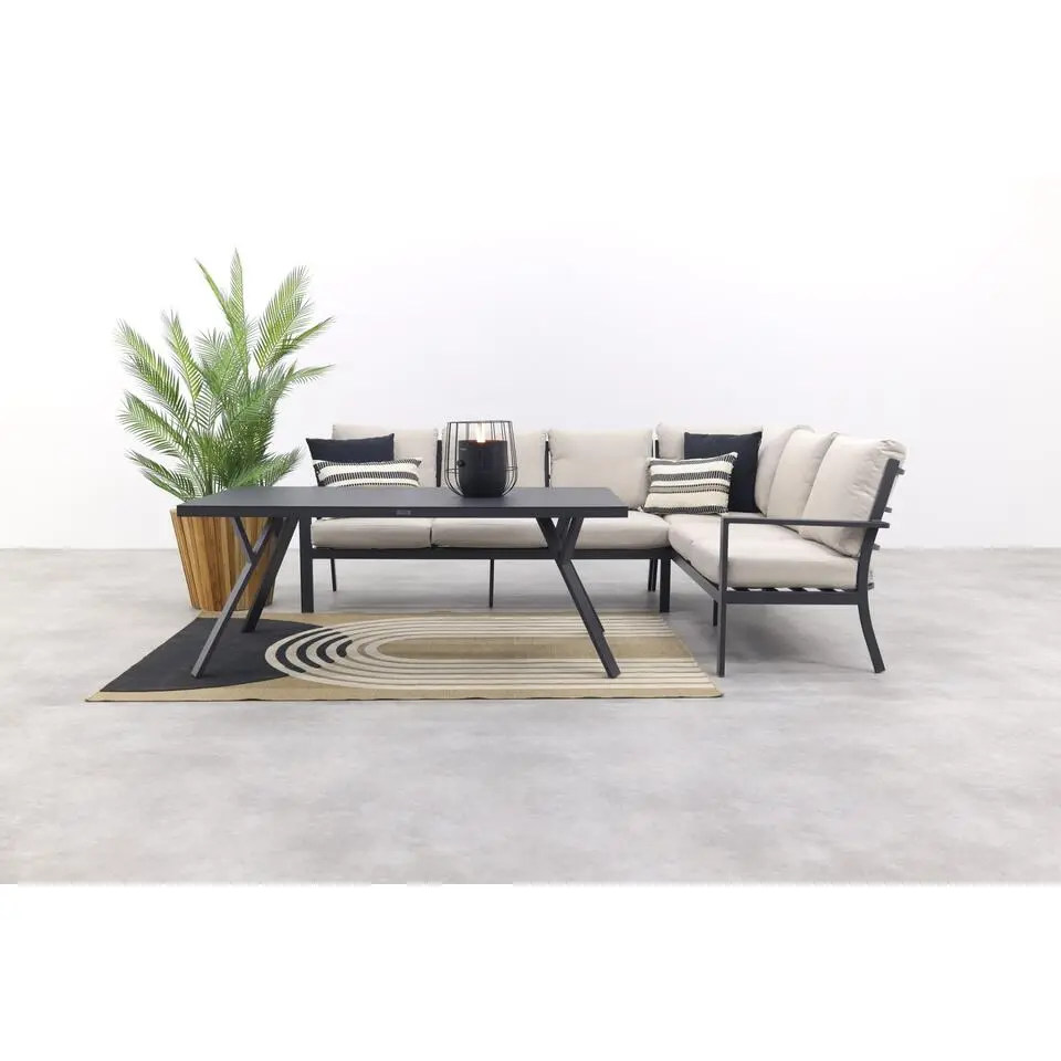 GI Sergio lounge dining set 3-delig - Links - black/Copper