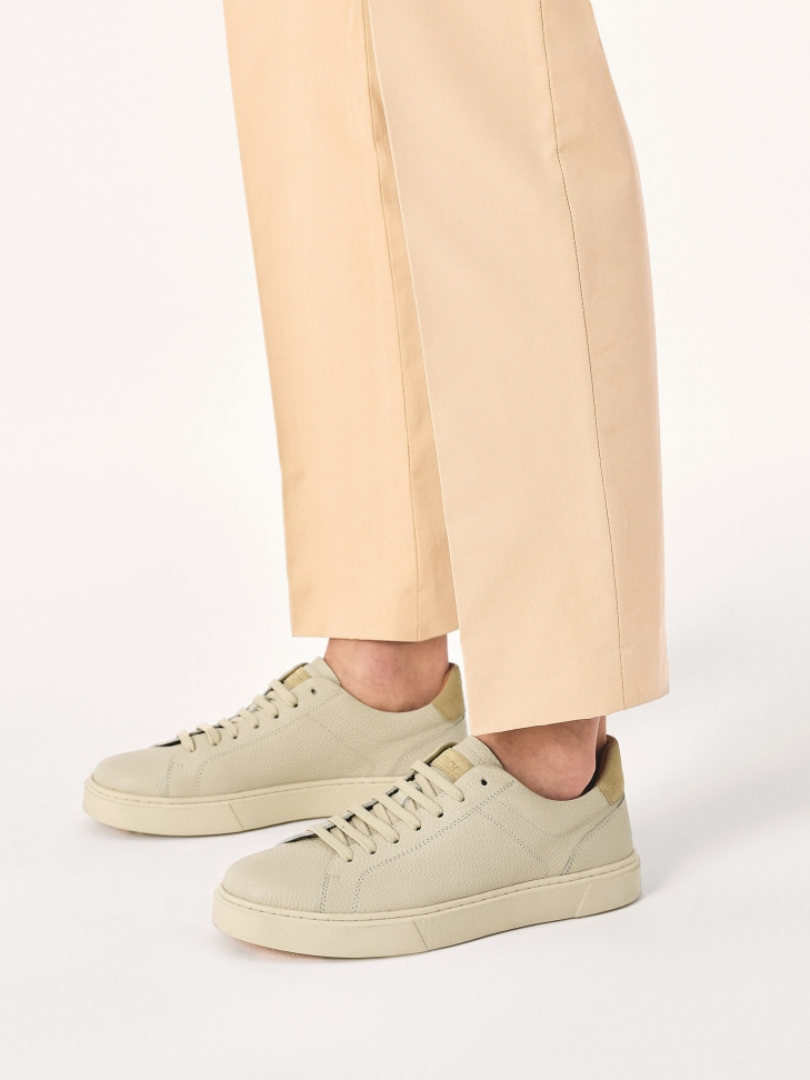 Beige minimalist leather sneakers