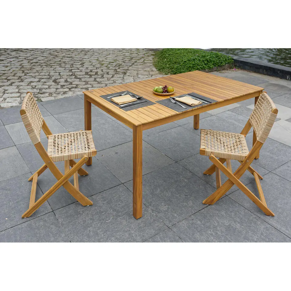 Tafel voor binnen en buiten, 6 personen, in acacia