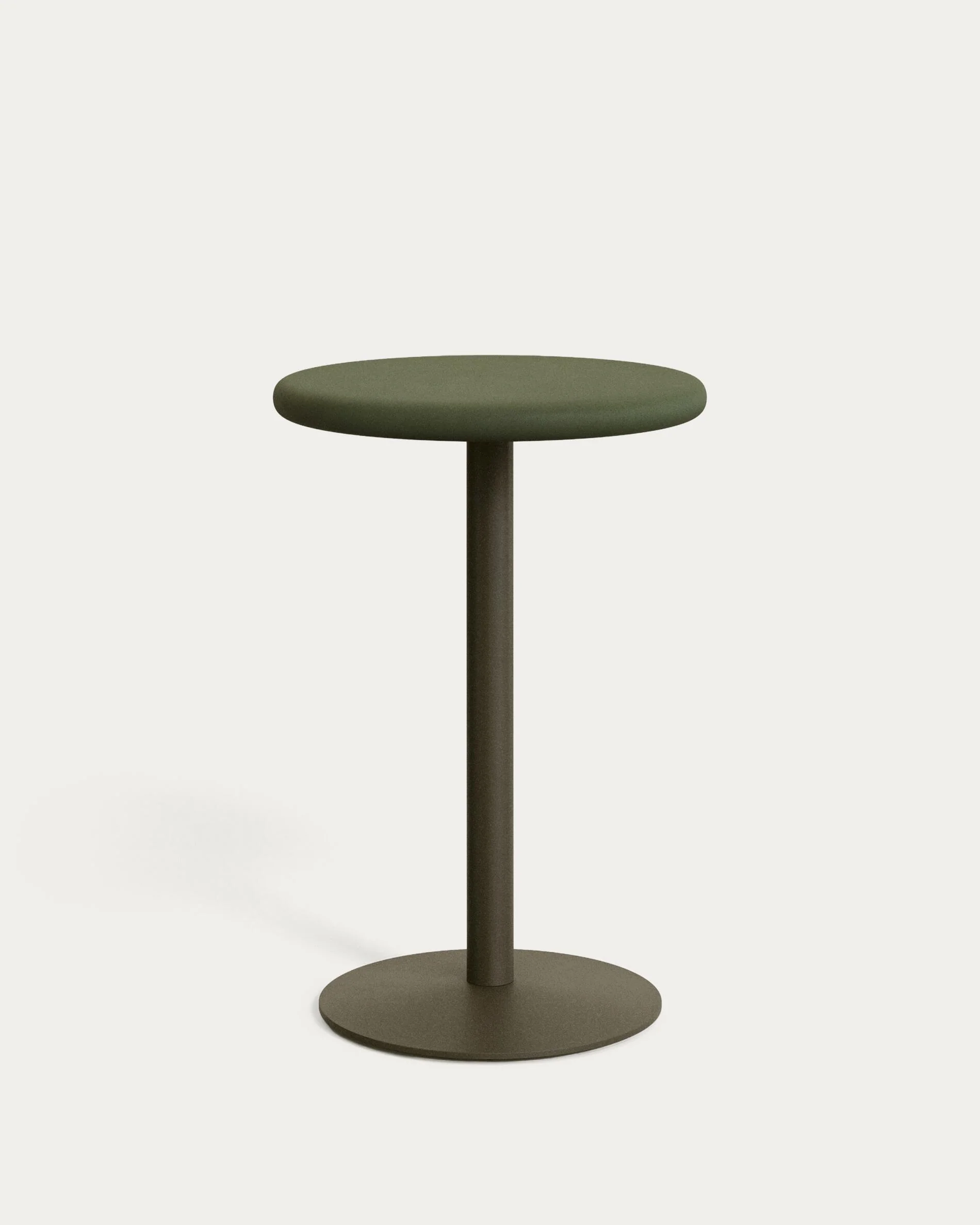 Esilda outdoor tall round table with green cement top Ø70cm and green steel base Ø55x96cm