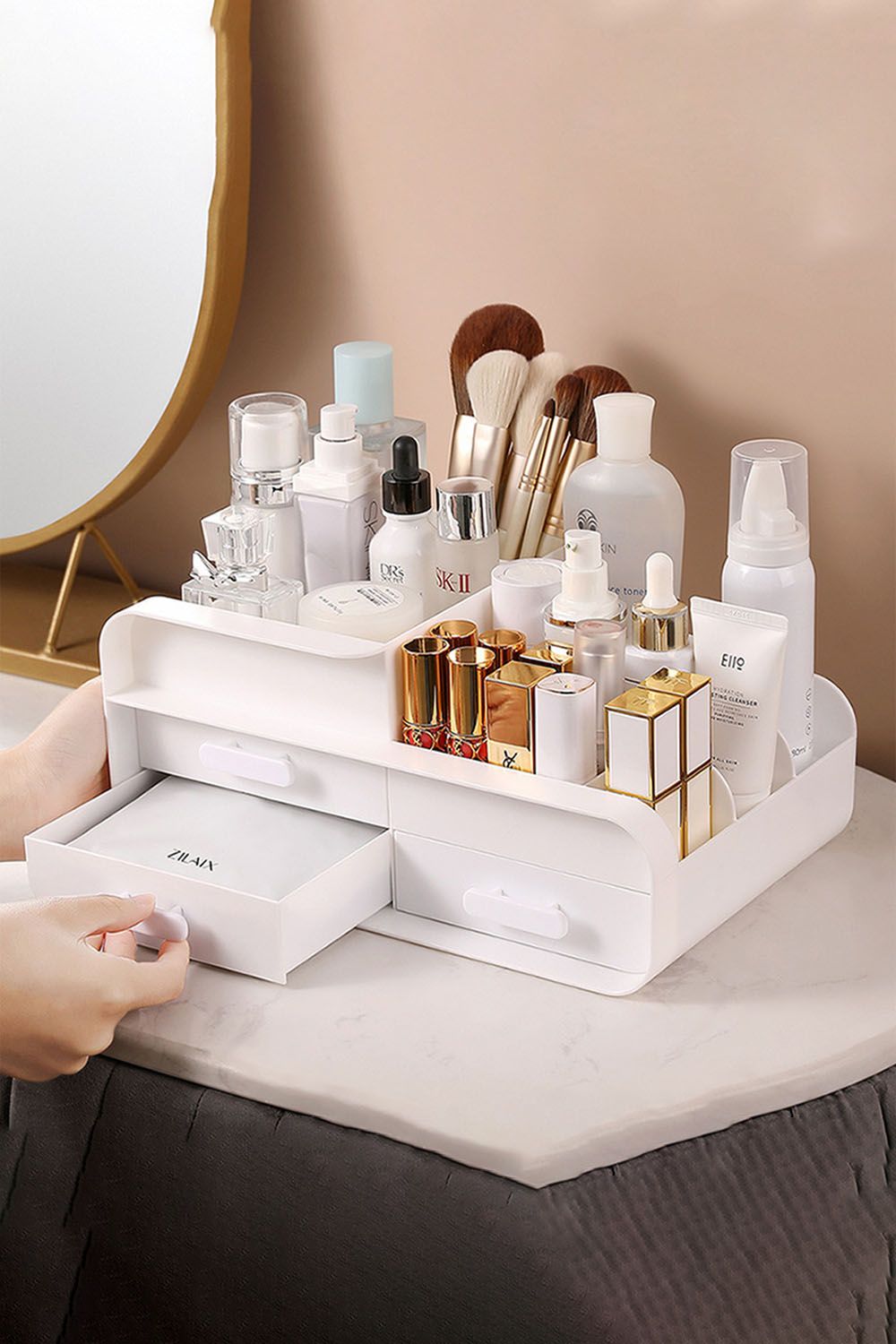 SHEONLY Large Capacity Desk Organizer with Drawers for Cosmetics