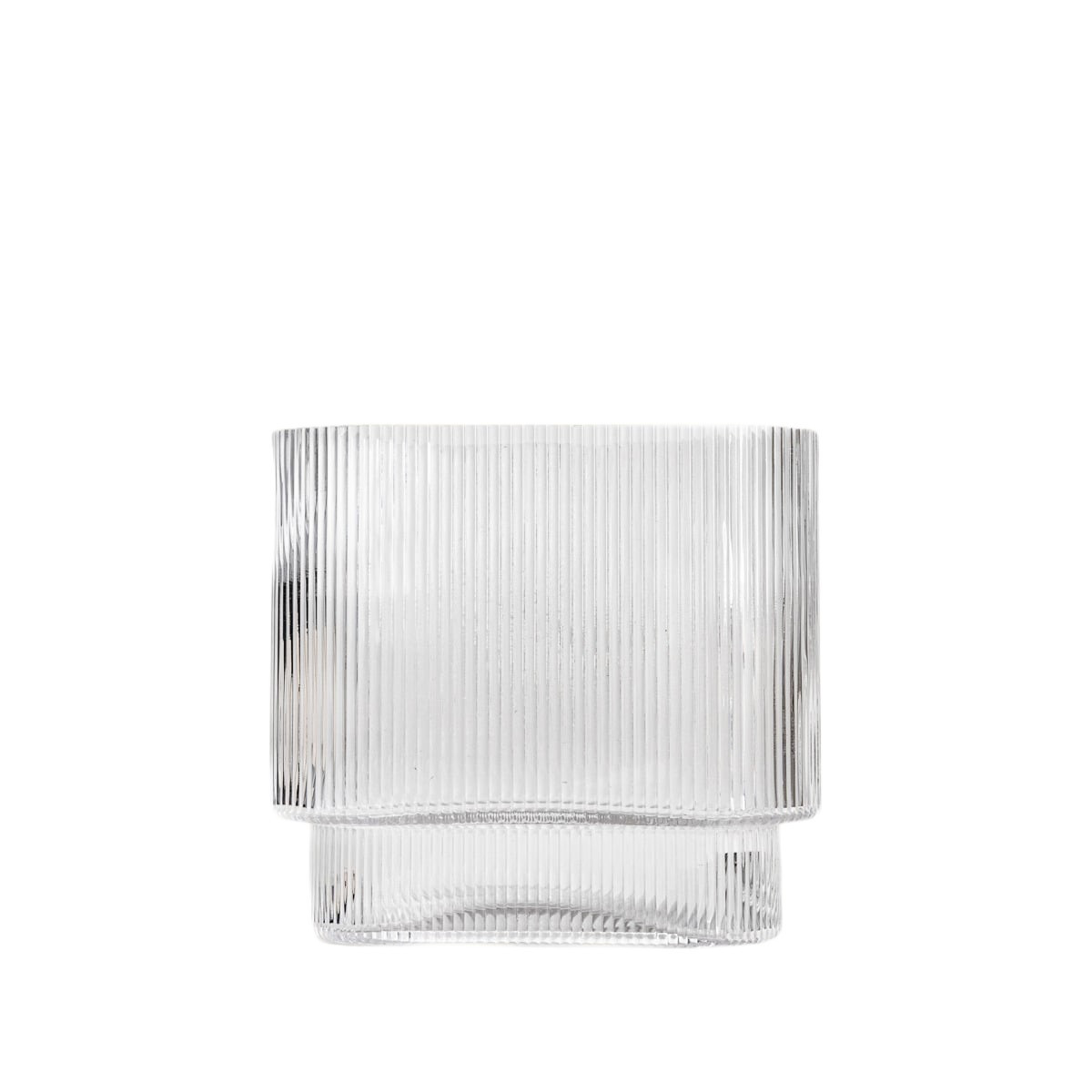 Wazon AMER szklany podłużny prążkowany transparentny 20x10x18,5 cm HOMLA
