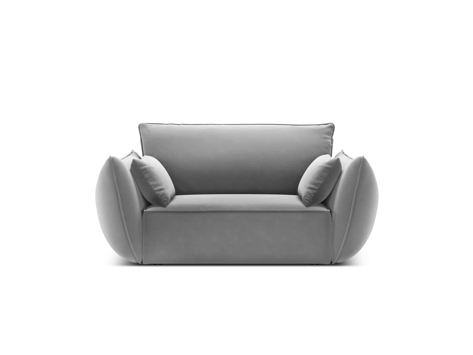 KAELLE - Fauteuil en tissu velours gris