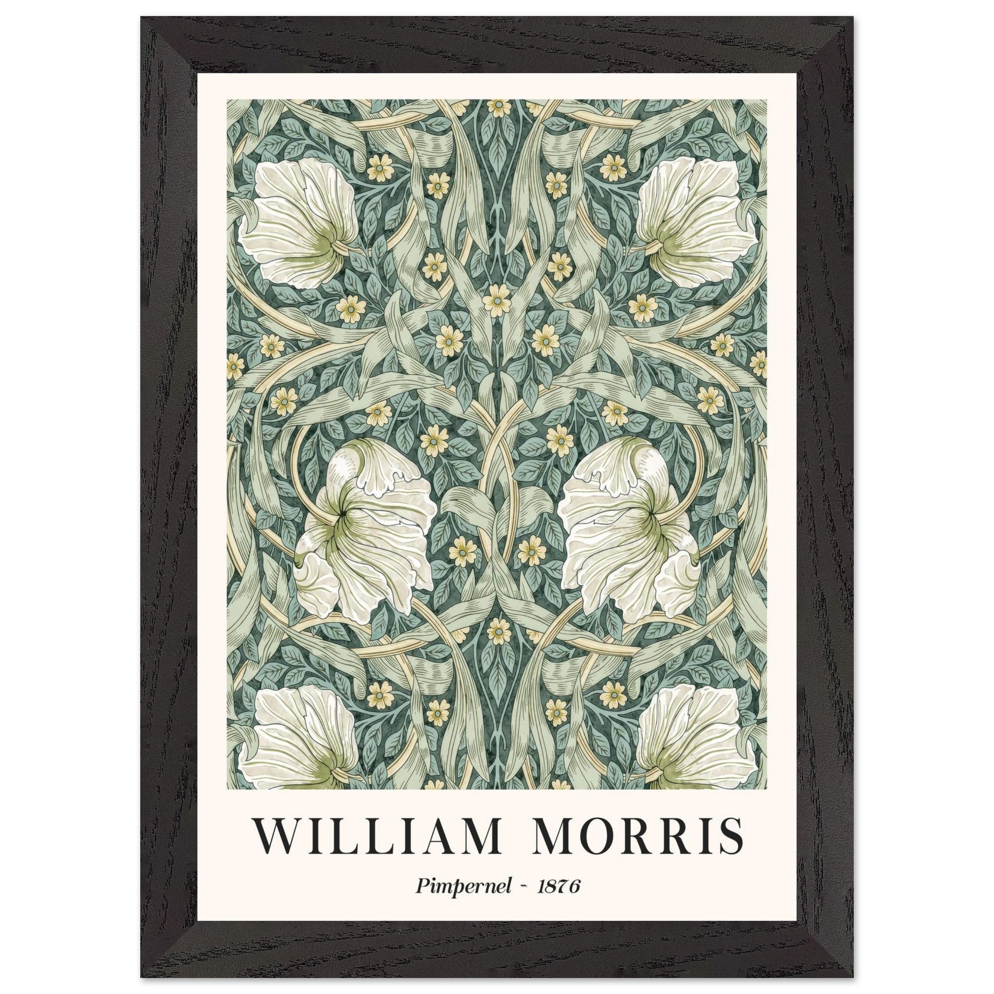 Artfulprints Poster met Lijst William Morris - Pimpernel 1876  - A4 21x29.7 cm - Groen