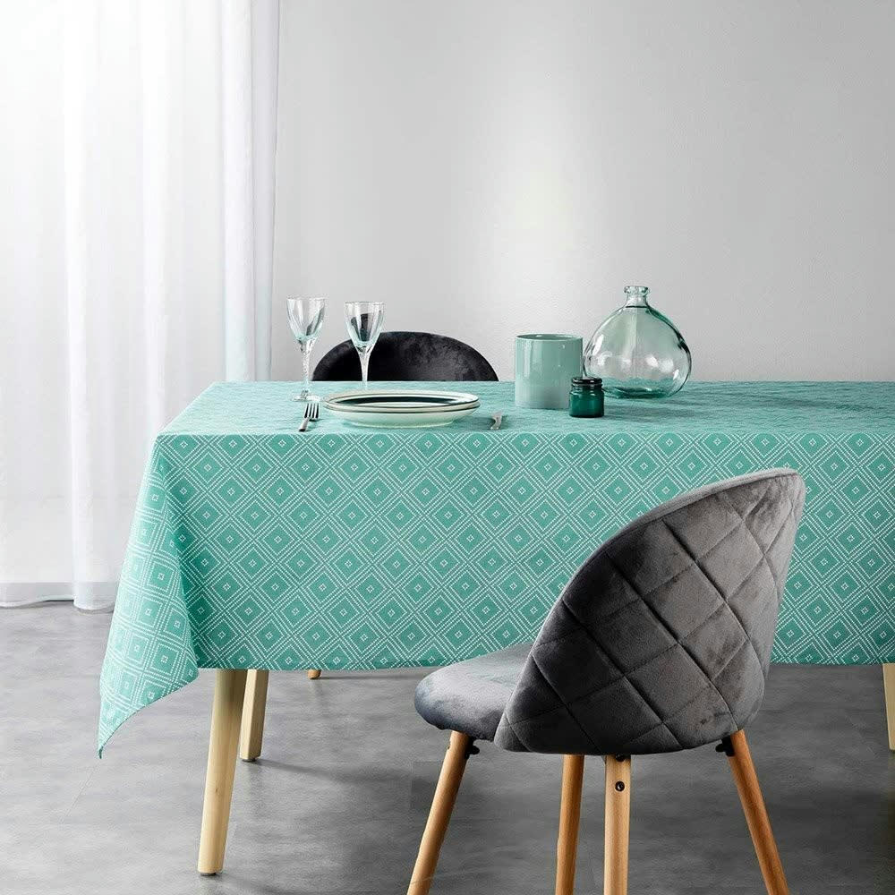 IDYLLE - Nappe rectangulaire polycoton menthe 140x240cm