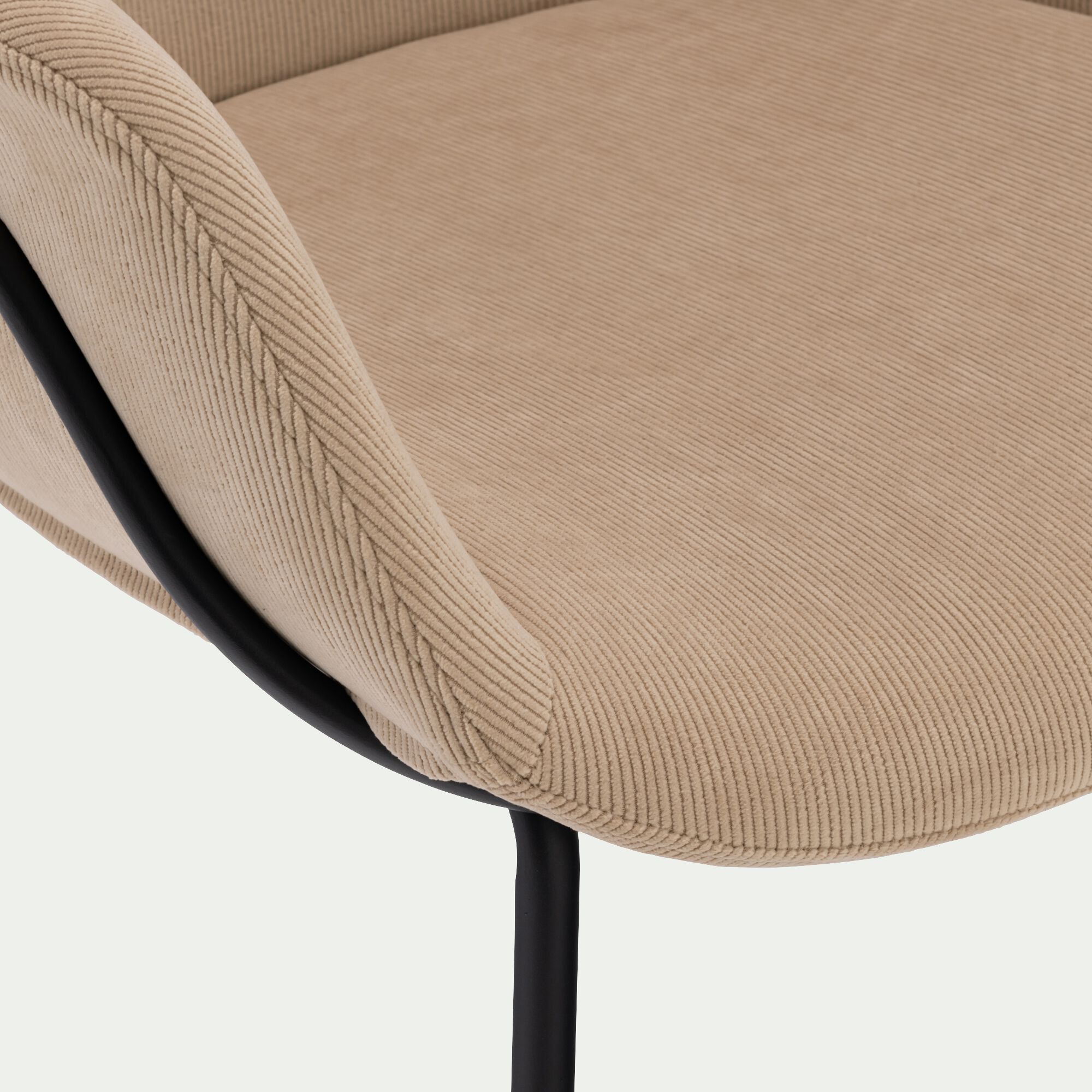 CHLOE - Chaise en velours côtelé avec accoudoirs - beige
