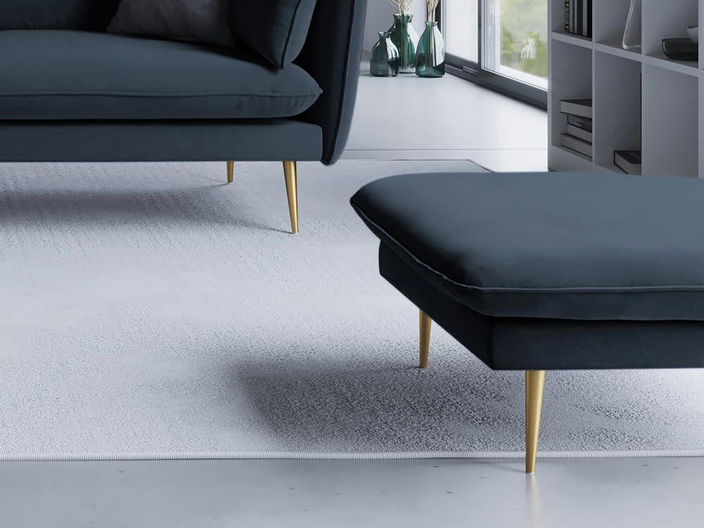 AGATE - Pouf en velours bleu foncé