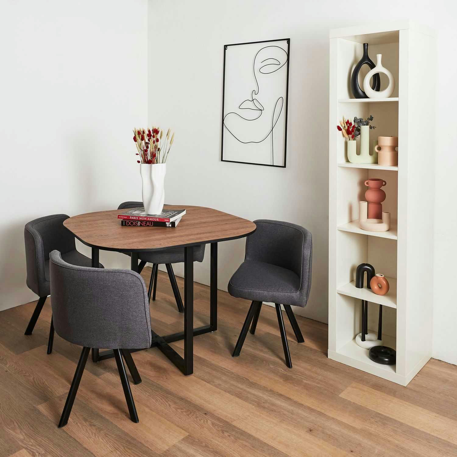 - Ensemble table à manger et ses 4 chaises june  gris