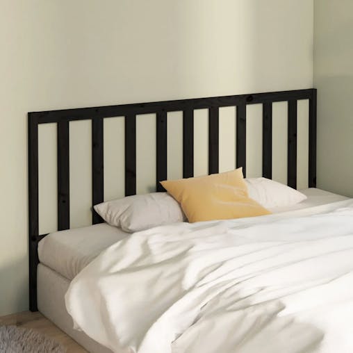 NNEVL Bed Headboard Black 186x4x100 cm Solid Wood Pine