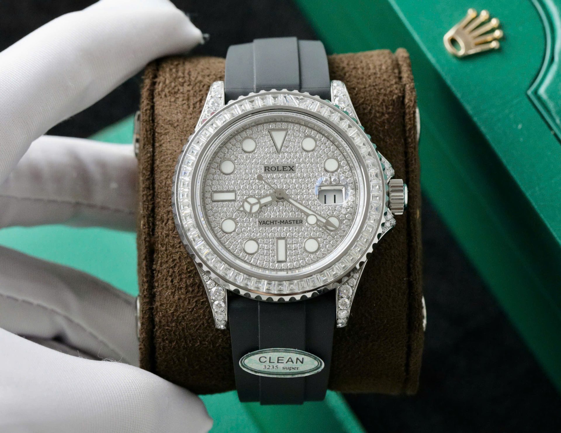 Rolex Yacht-Master 904L Steel Diamond Dial 42mm Oysterflex Super Clone