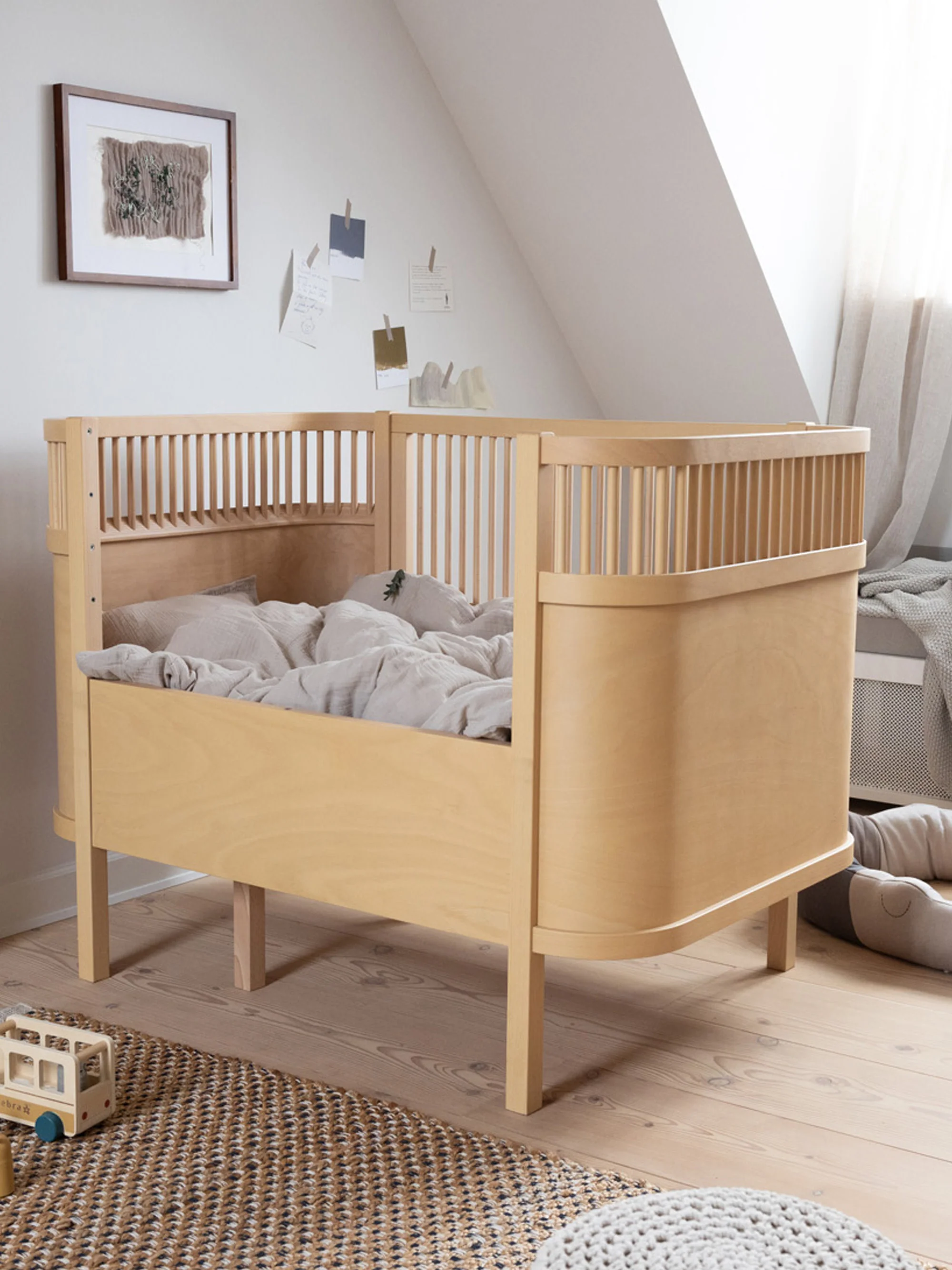 Verlängerbares Babybett Baby & Jr. aus Buchenholz, 70 x 110/150 cm